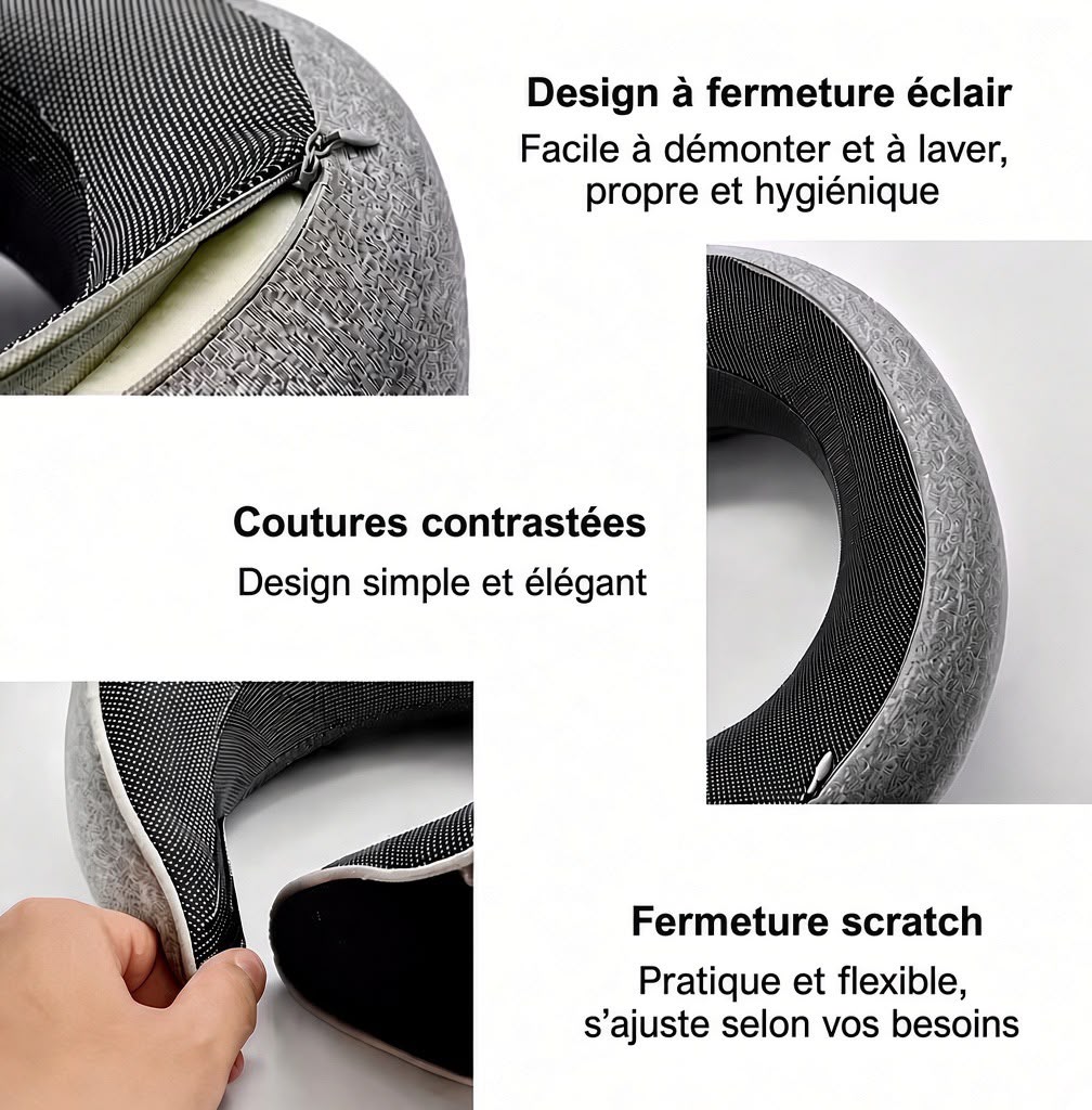 Coussin Cervical NUQUA™ – Oreiller de Voyage Ergonomique en Mousse à Mémoire de Forme